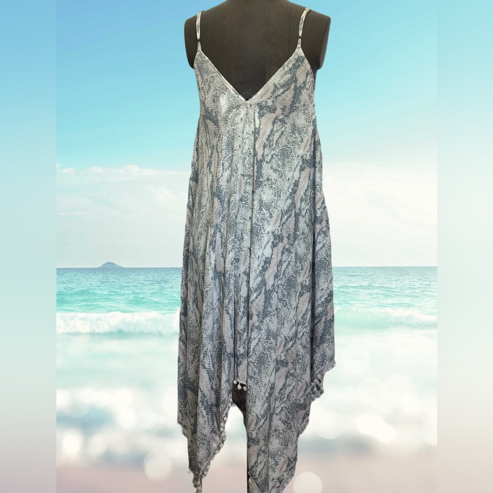 Goa Beachwear By Japna Handkerchief Hem & Pom Pom Dress Size S